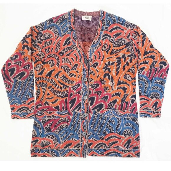 Missoni Sport Womens Vintage Abstract Mohair Wool Knit Cardigan Sweater ITALY - Picture 3 of 11